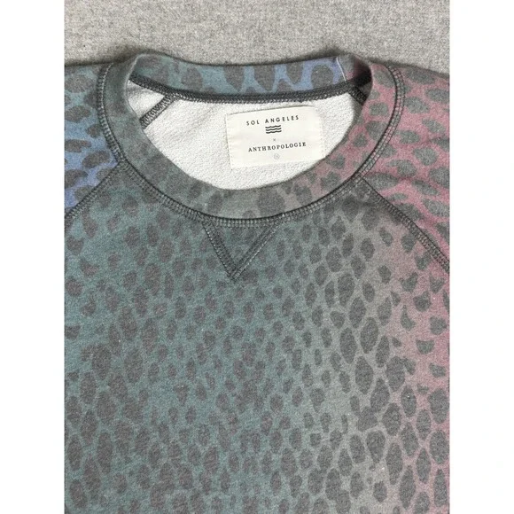 Sol Angeles Anthropologie Sweatshirt Womens 1X Animal Print Pullover Made‎ USA - Picture 5 of 12